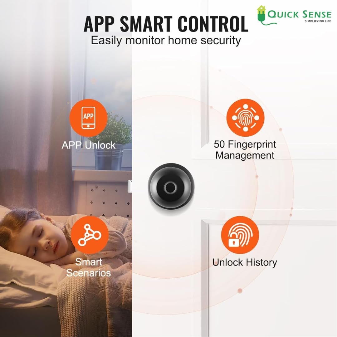 Quick Sense Smart Fingerprint Door Knob – Biometric App-Controlled Lock