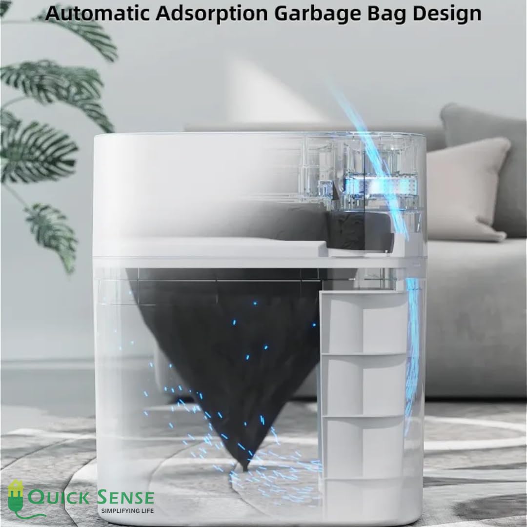 Quick Sense Motion Sensor Slim Bathroom Trash Can 14L Waterproof