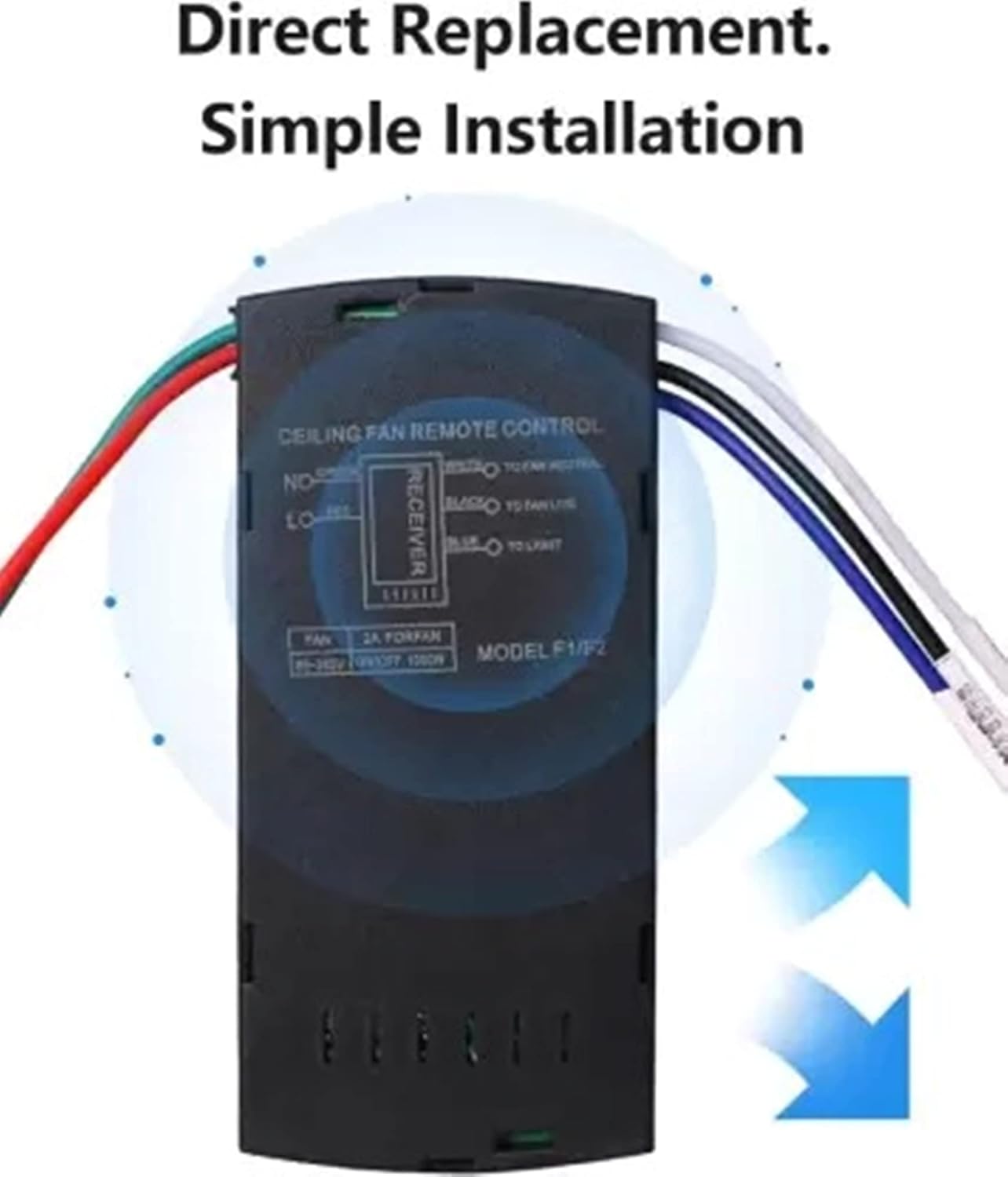 Quick Sense QS-RF02 Wireless Ceiling Fan and Light Controller Kit