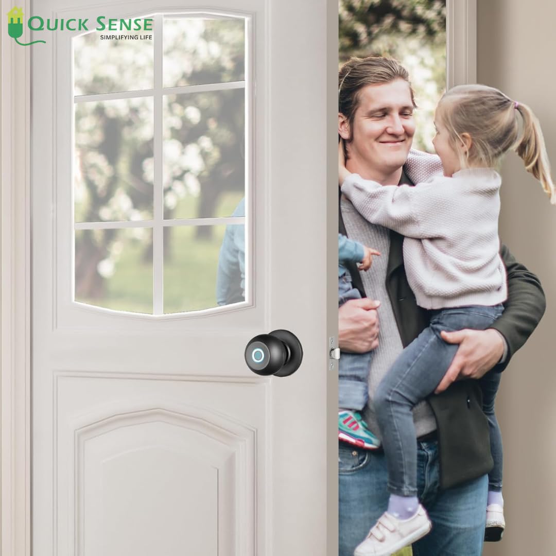 Quick Sense Smart Fingerprint Door Knob – Biometric App-Controlled Lock