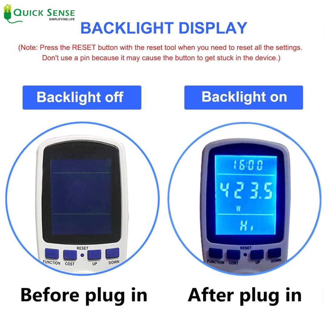 Quick Sense Energy Monitor Plug – Watt Meter kWh Voltage Amps