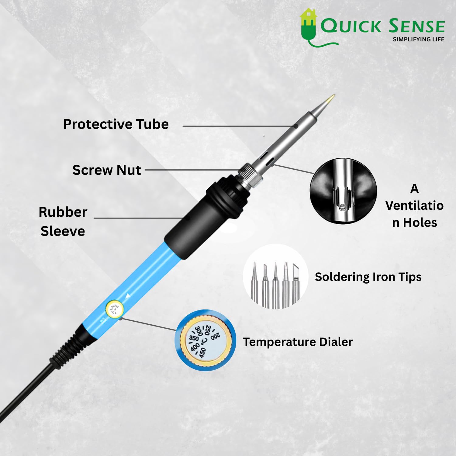 Quick Sense Adjustable 60W Soldering Iron 18-Piece Kit