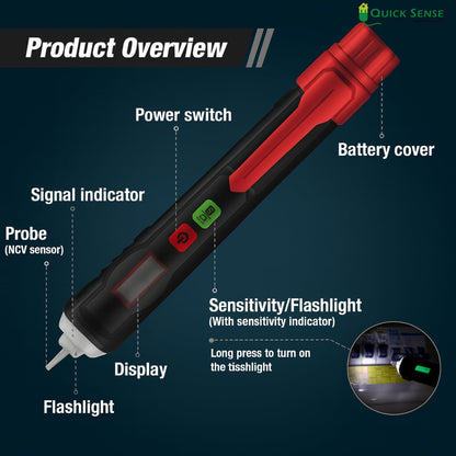 Quick Sense Digital Voltage Tester Pen NCV LCD Breakpoint Finder
