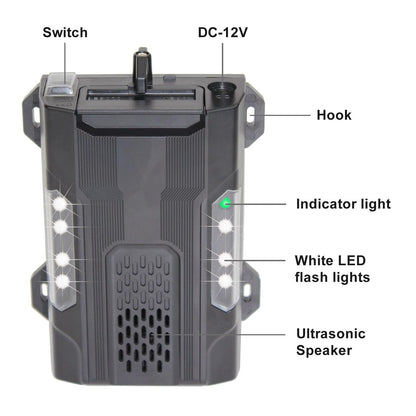 Quick Sense Ultrasonic Car Rodent Repellent with LED Strobe Lights