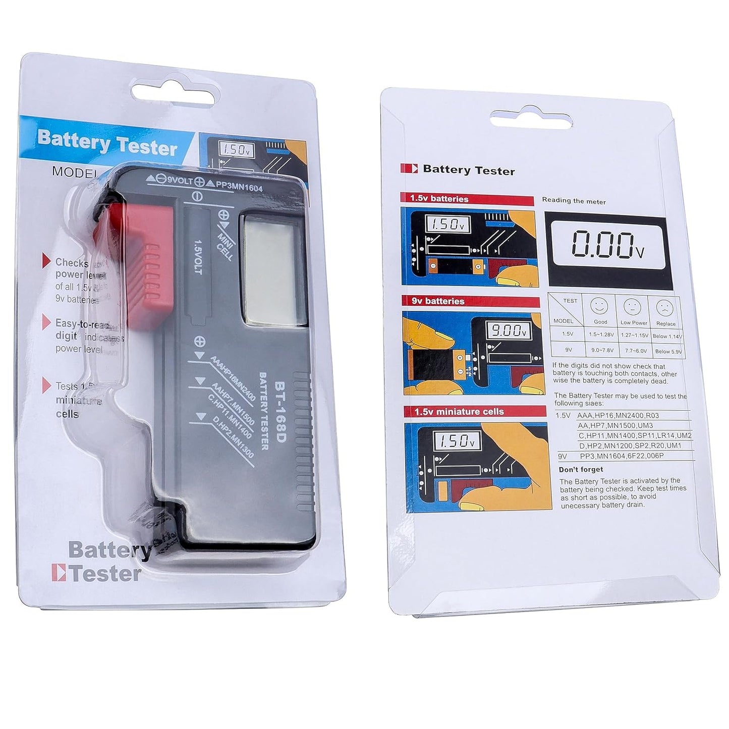 Quick Sense Digital Battery Tester BT-168D for AA/AAA/C/D/9V