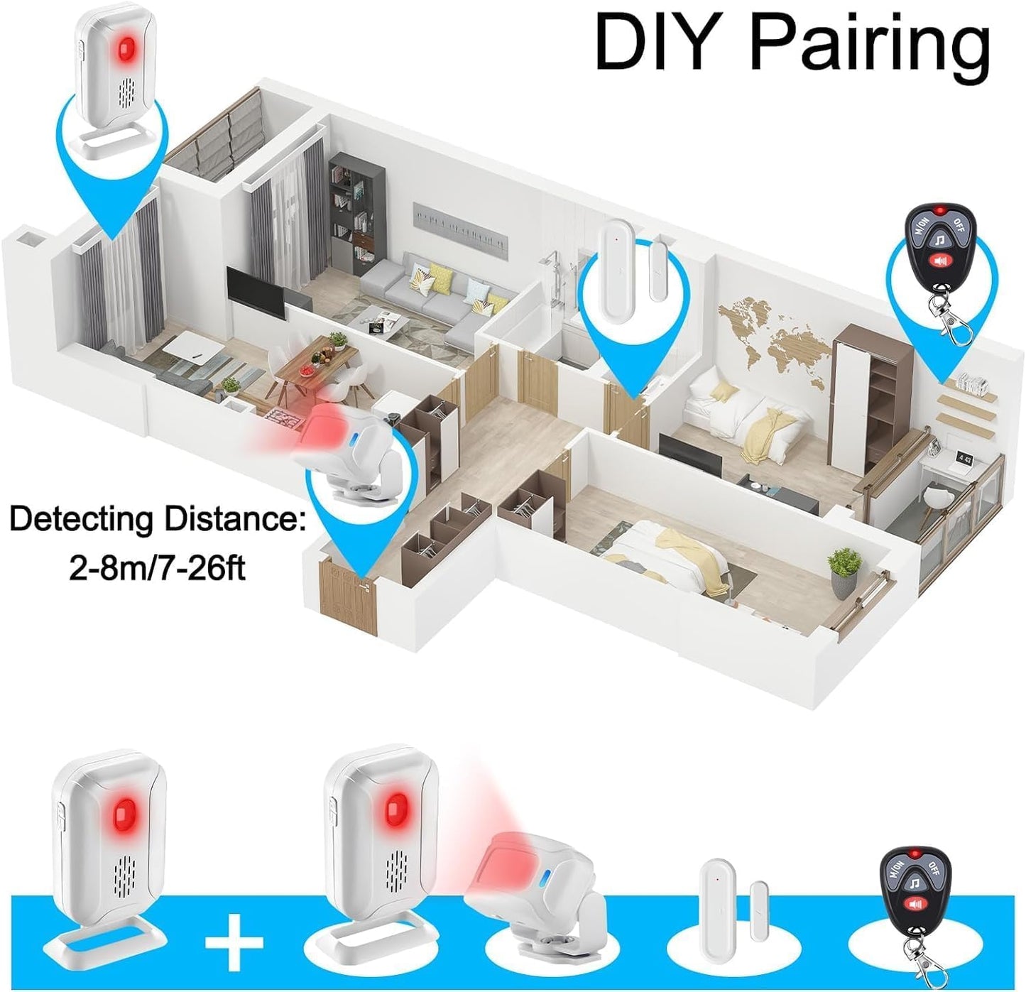 Quick Sense Wireless Motion Sensor Doorbell with 85dB Alert