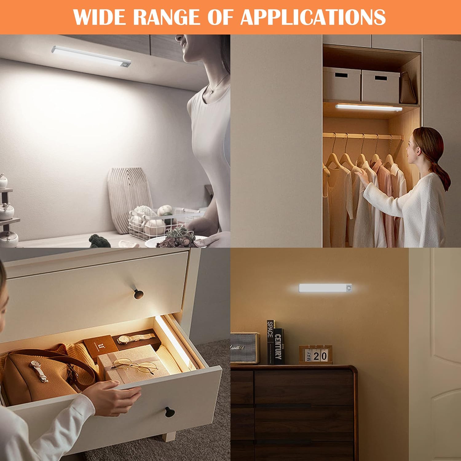 Quick Sense Rechargeable Motion Sensor LED Under-Cabinet Dimmable Light