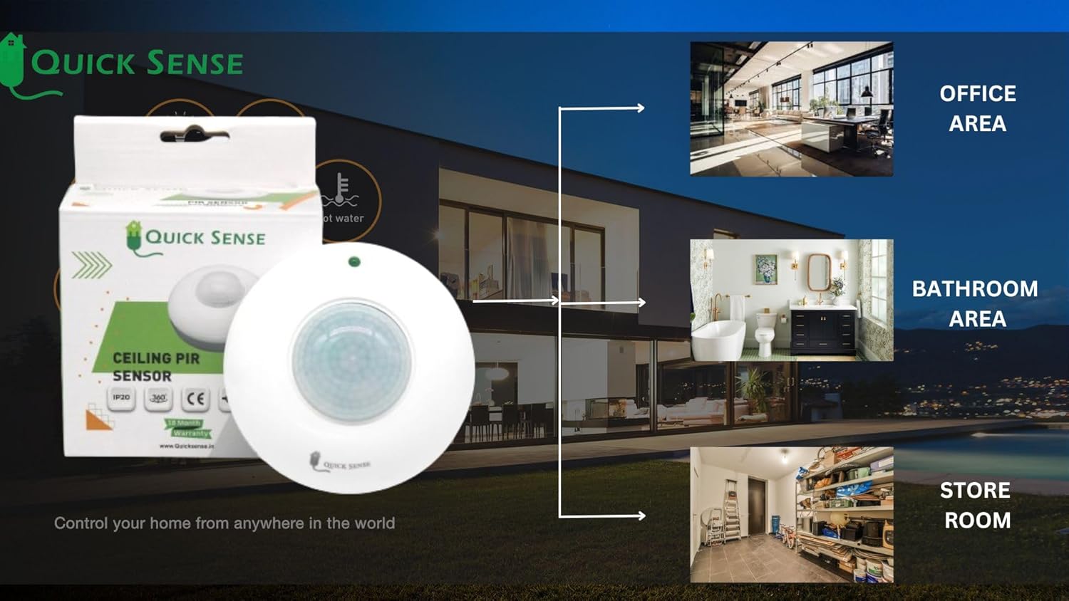 Quick Sense QS-07 360° PIR Motion Sensor Ceiling Mount Switch
