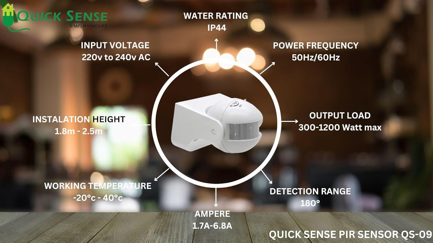 Quick Sense QS-09 Wall PIR Motion Sensor Switch Adjustable Lux