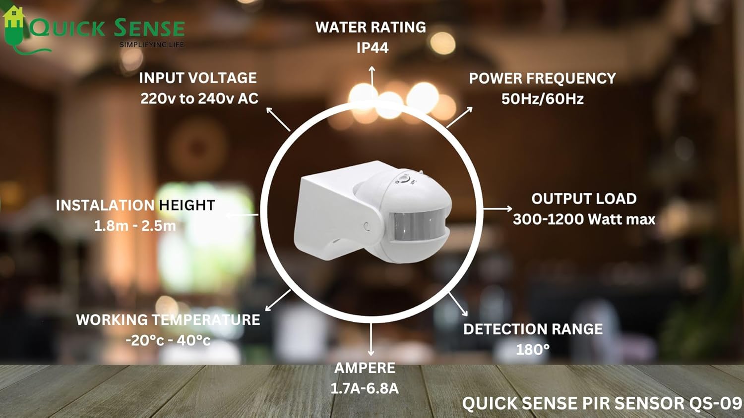 Quick Sense QS-09 Wall PIR Motion Sensor Switch Adjustable Lux
