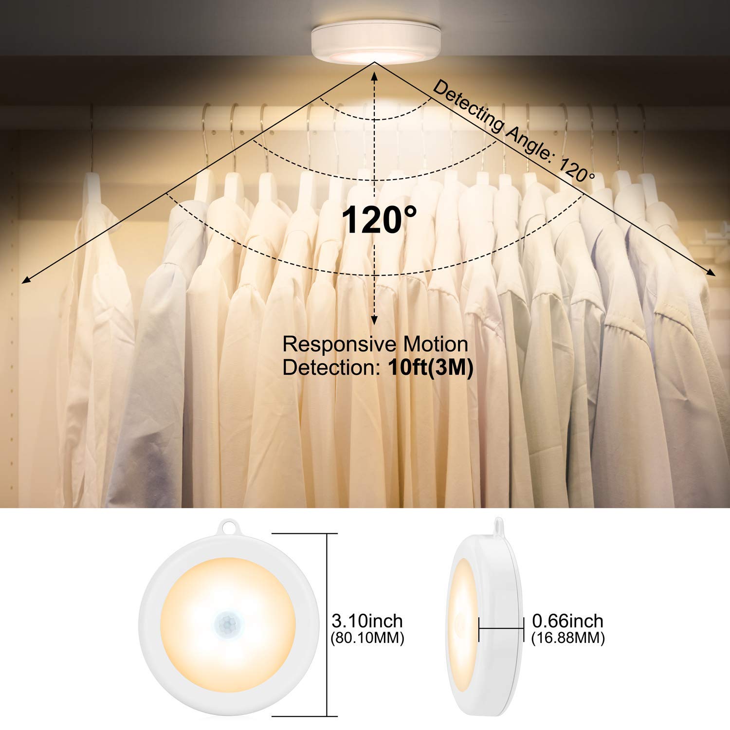 Quick Sense Motion Sensor Night Light Stick-On Battery LED