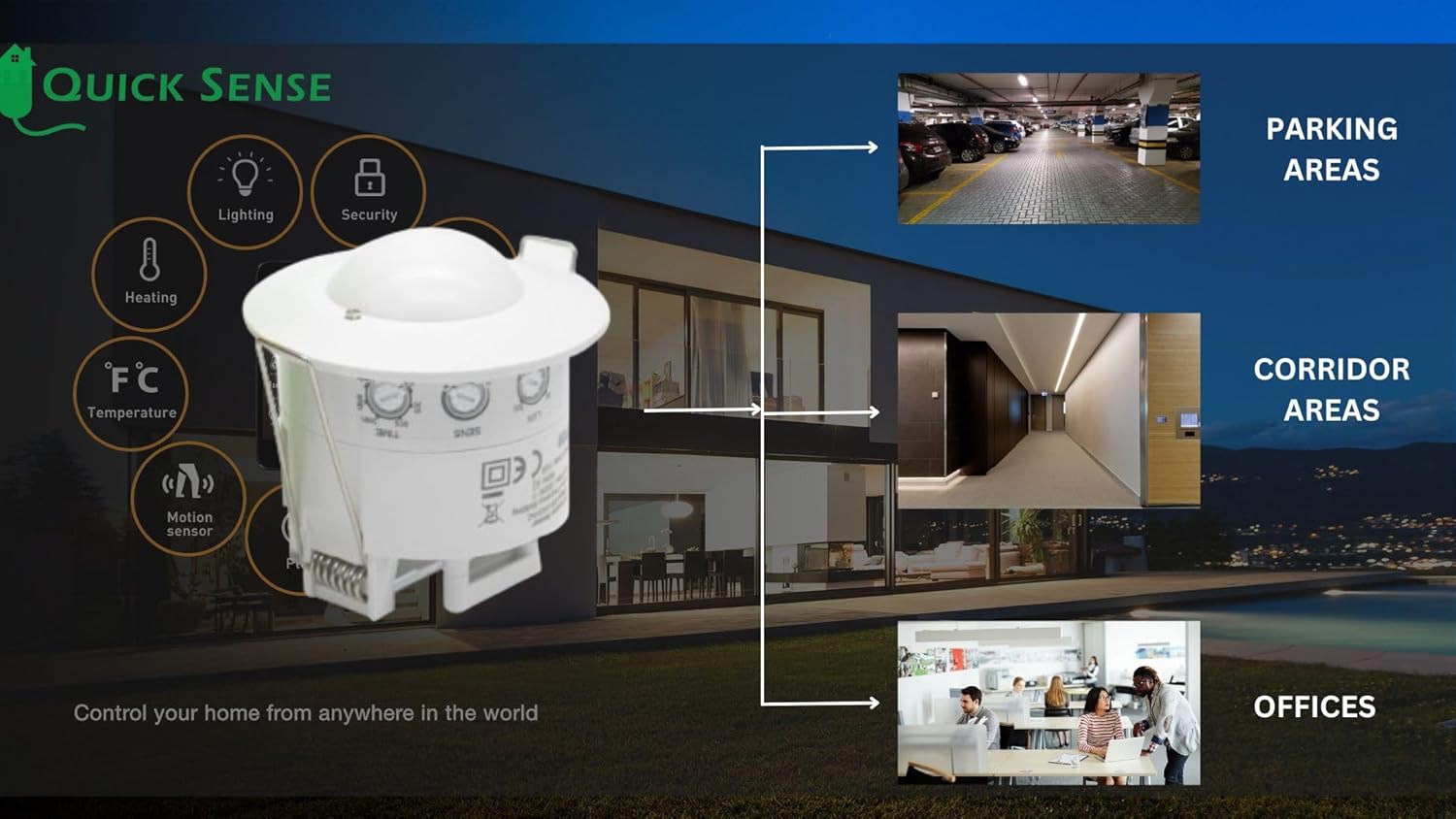 Quick Sense Recessed Ceiling Microwave Motion Sensor Pack of 2