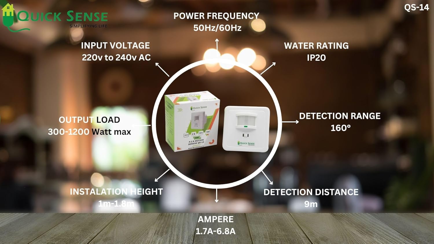 Quick Sense PIR Wall-Mounted Infrared Motion Sensor Switch 220V 9m