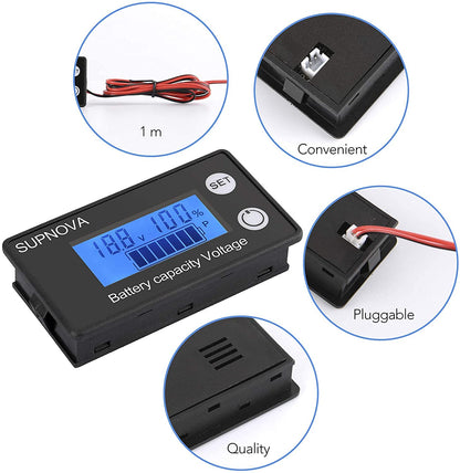 Quick Sense 8-70V LCD Battery Capacity Indicator Voltmeter Monitor
