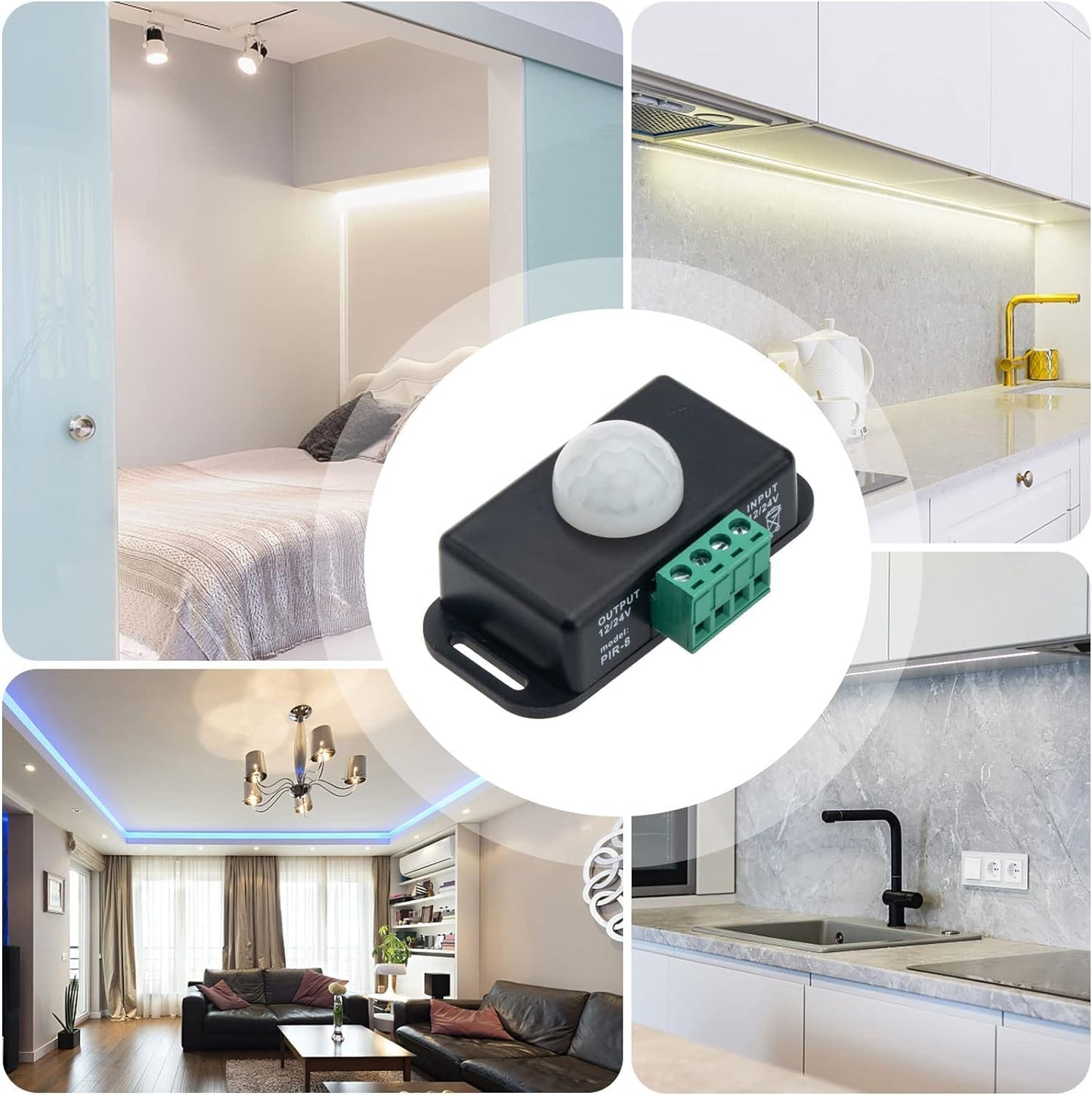 Quick Sense 12V-24V PIR Motion Sensor with LED Strip Combo