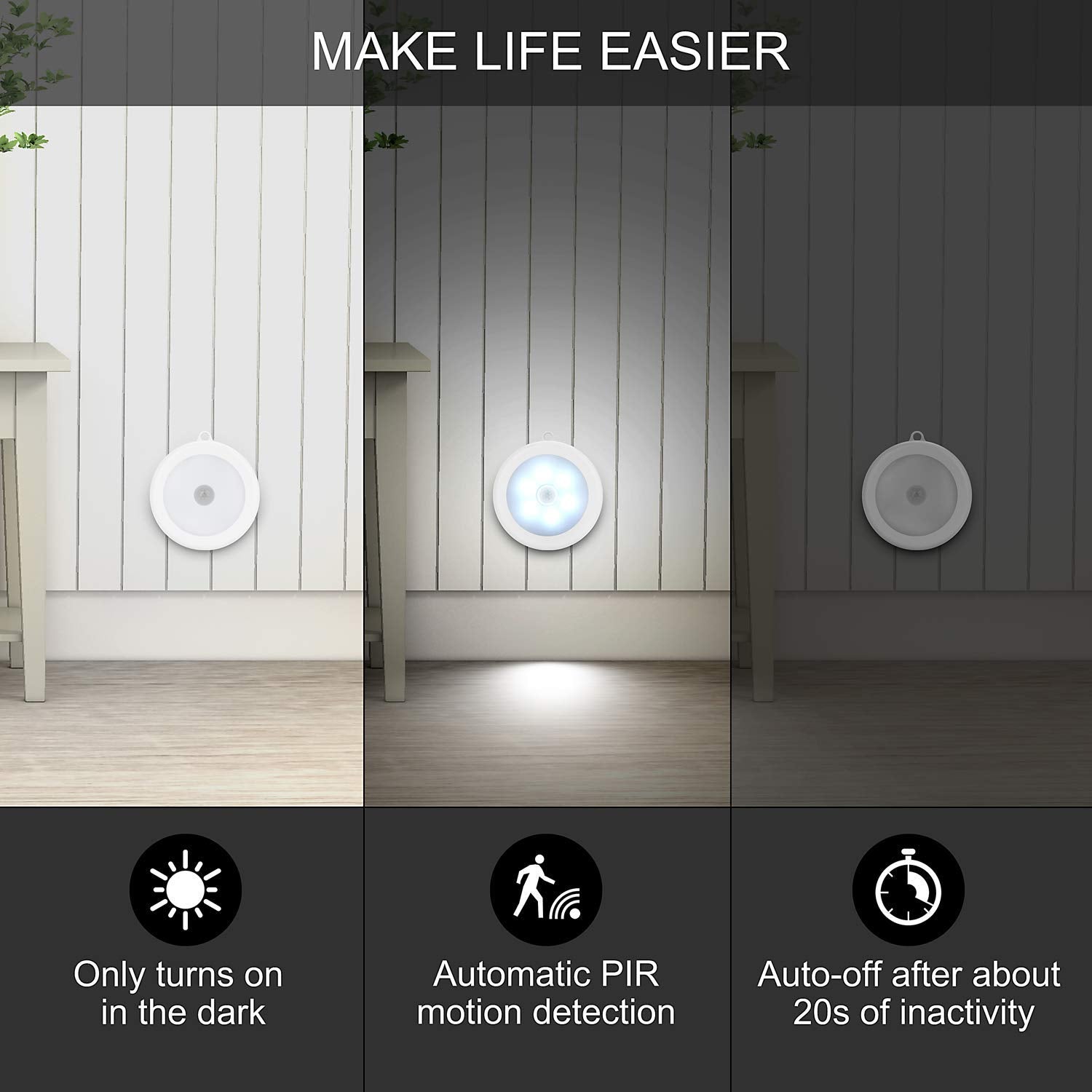 Quick Sense Motion Sensor LED Night Light Battery Wireless PIR