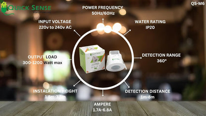 Quick Sense PIR Ceiling Motion Sensor with Adjustable Lux Timer