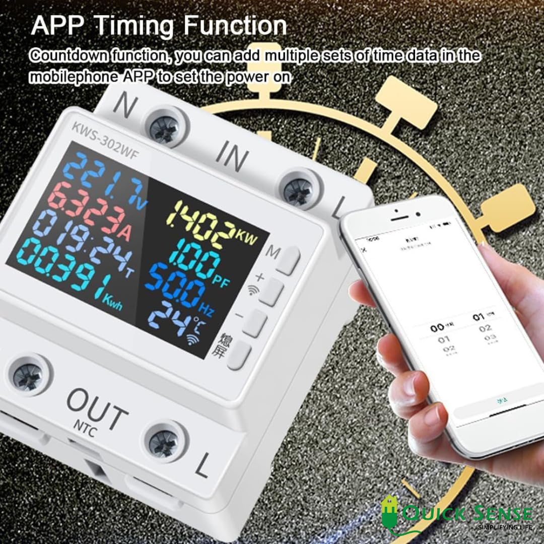 Quick Sense WiFi 8-in-1 Energy Power Meter with Color LCD