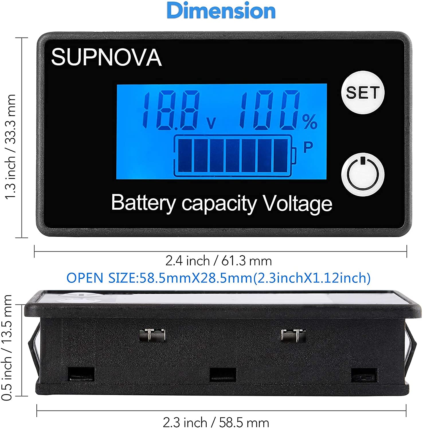 Quick Sense 8-70V LCD Battery Capacity Indicator Voltmeter Monitor