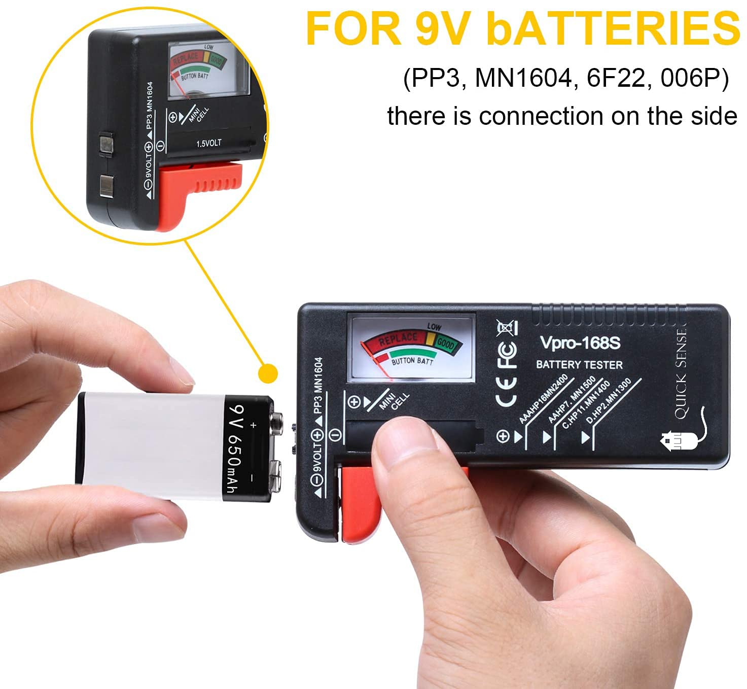 Quick Sense BT01 Analog Battery Tester — AA AAA C D