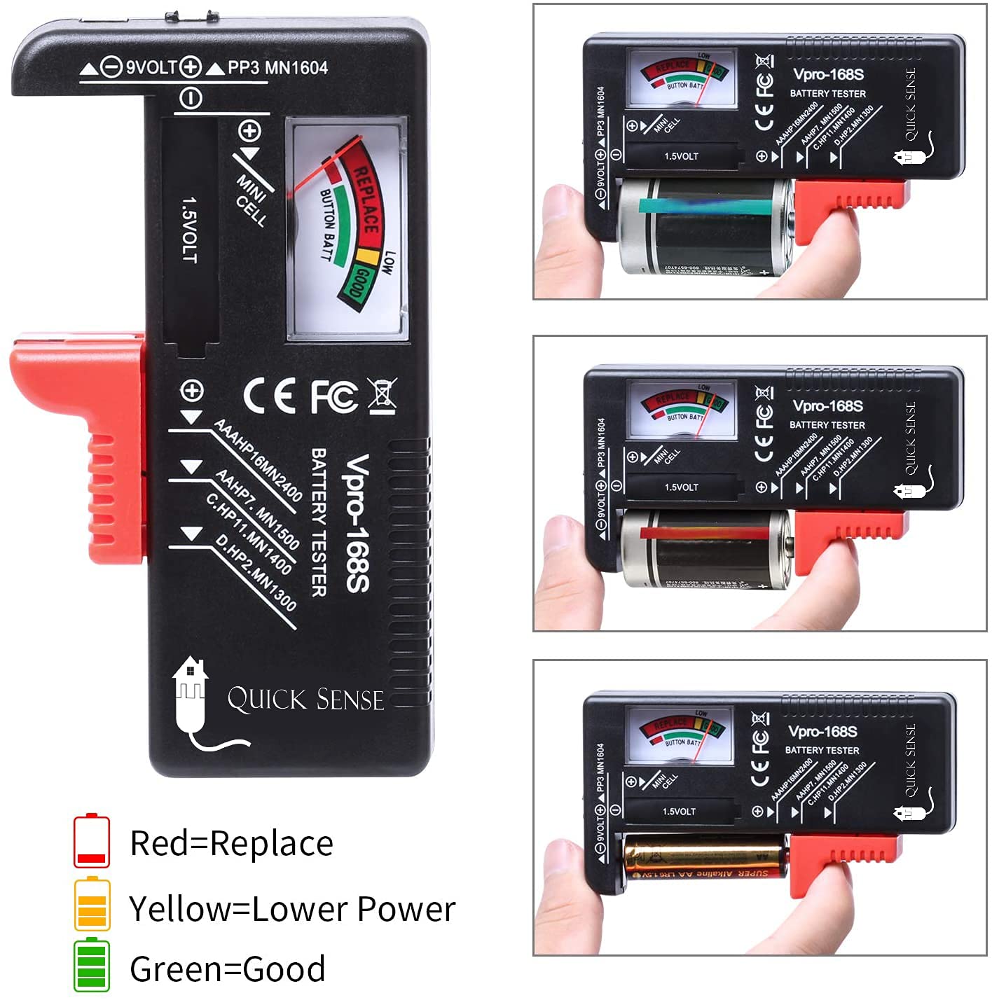 Quick Sense BT01 Analog Battery Tester — AA AAA C D