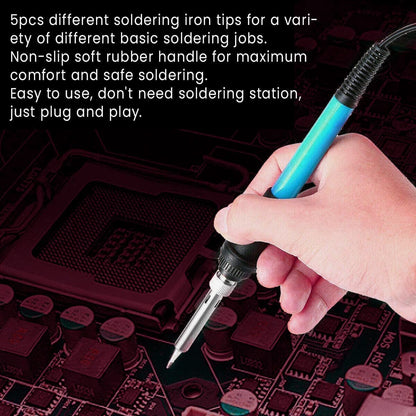 Quick Sense 60W Adjustable Temperature Soldering Iron With 5 Tips