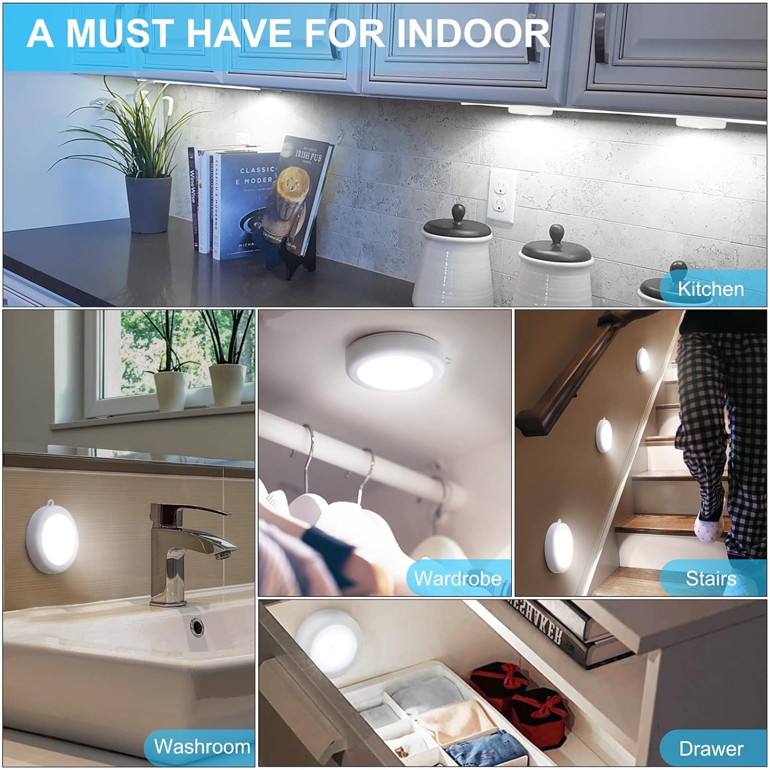 Quick Sense Motion Sensor LED Night Light Battery Wireless PIR