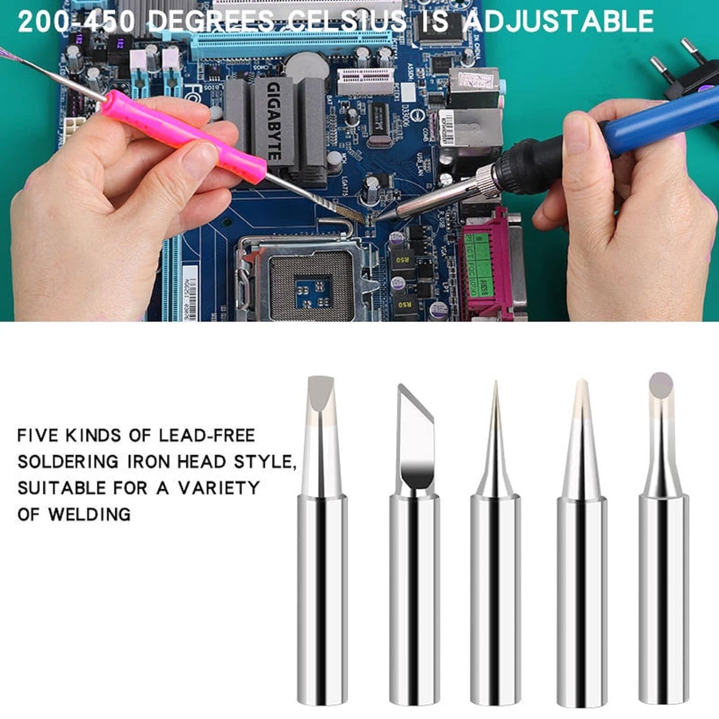 Quick Sense Adjustable 60W Soldering Iron 18-Piece Kit