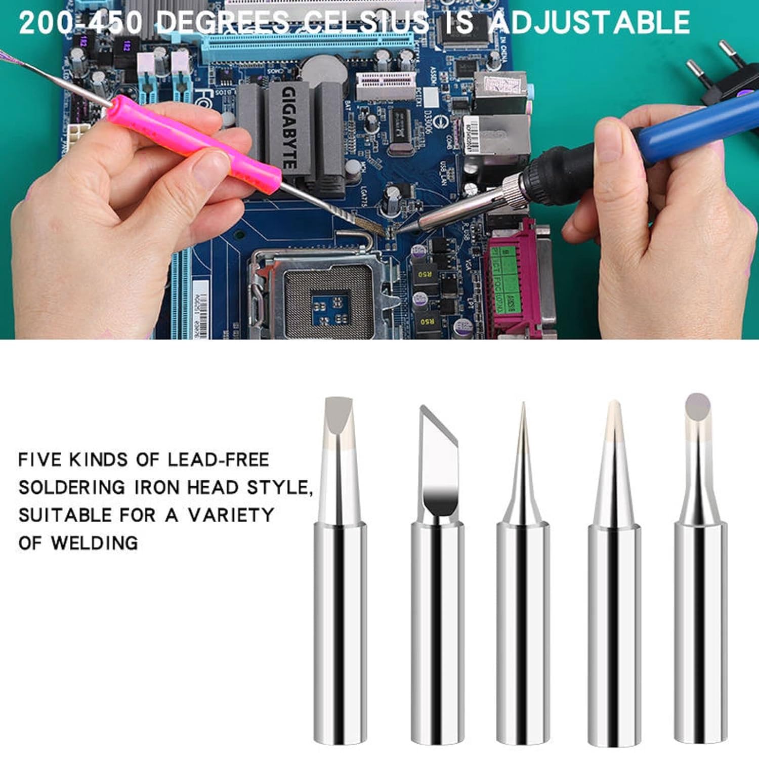 Quick Sense Adjustable 60W Soldering Iron 18-Piece Kit