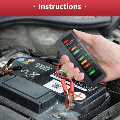 Quick Sense 12V Digital Battery Tester with 6-LED Alternator Check