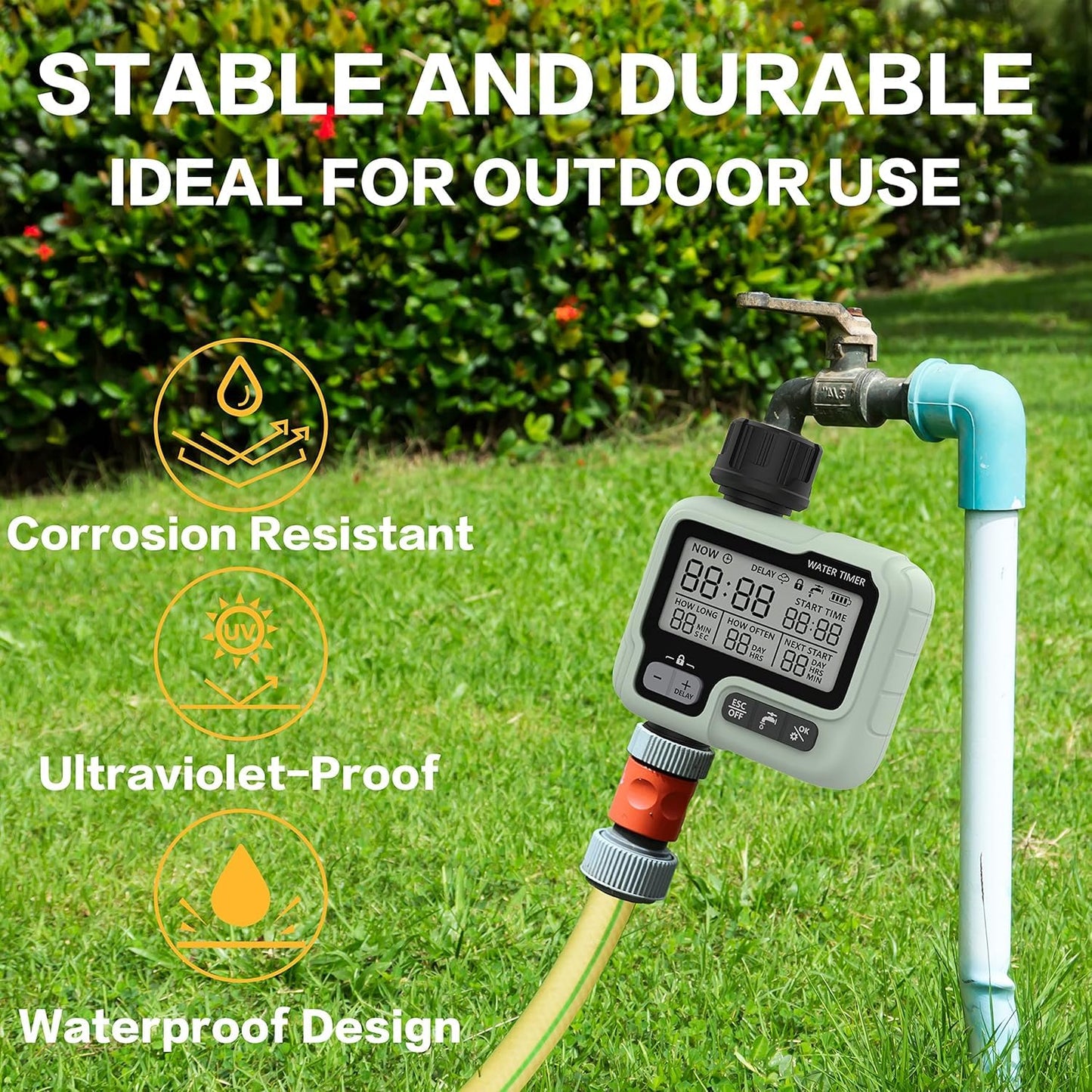 Quick Sense Garden Water Timer Sprinkler Controller IPX5 Waterproof