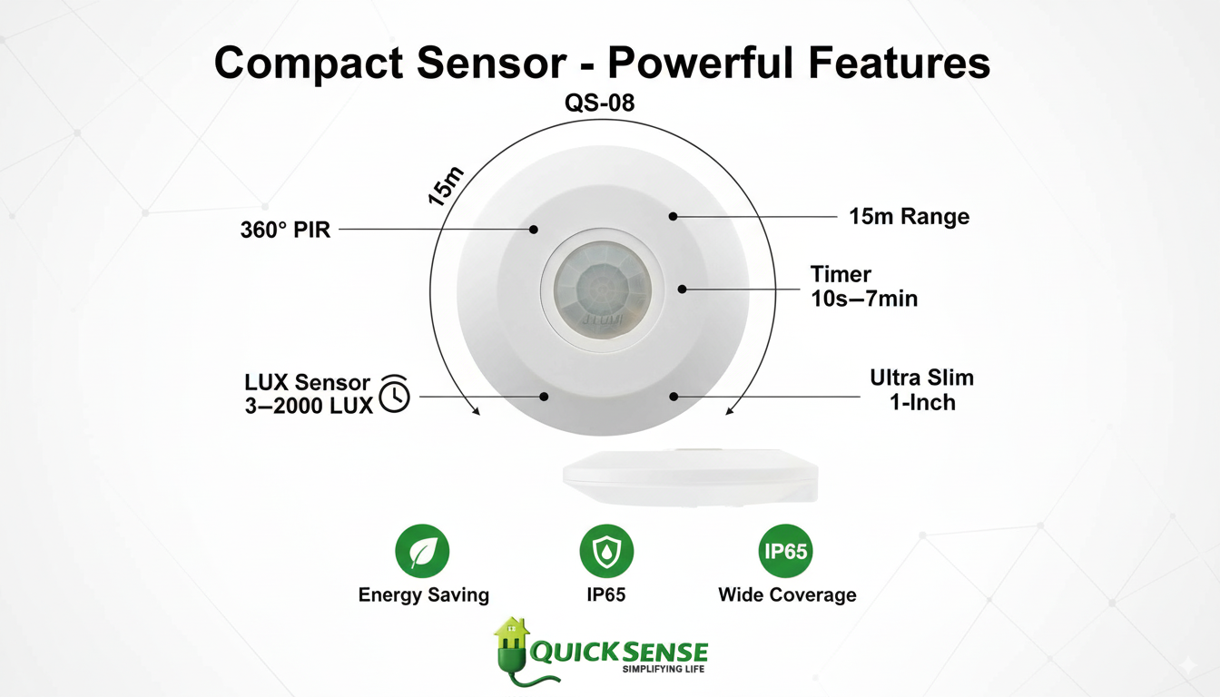 Ceiling Mount PIR Sensor Qs-08B