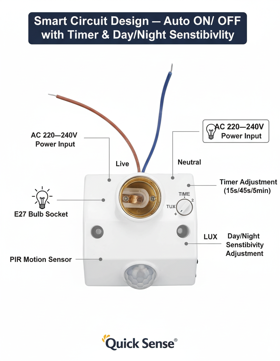 PIR Lamp Holder Qs-LH01