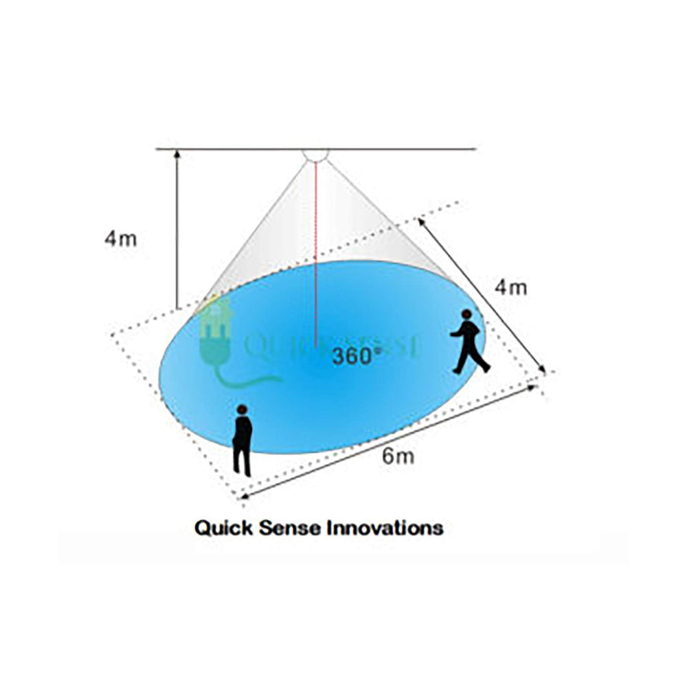 Quick Sense (Qs-06): 360 Degree Mini PIR Motion Sensor 220V (White, Max 100W) - Quick Sense Innovations