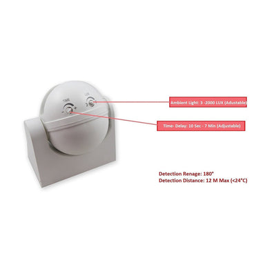 Quick Sense (Qs-09): 180` Wall-Mount PIR Motion Switch , White - Quick Sense Innovations