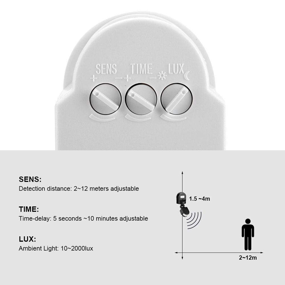 Quick Sense (Qs-11): 180` Wall-Mount PIR Motion Switch(Multiple Angle Rotatable) , White - Quick Sense Innovations