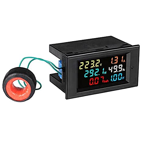 Quick Sense Energy Meter 6 in 1, 80V-300V AC 100A Power Meter with Multi-Colour Digital Display - Quick Sense Innovations