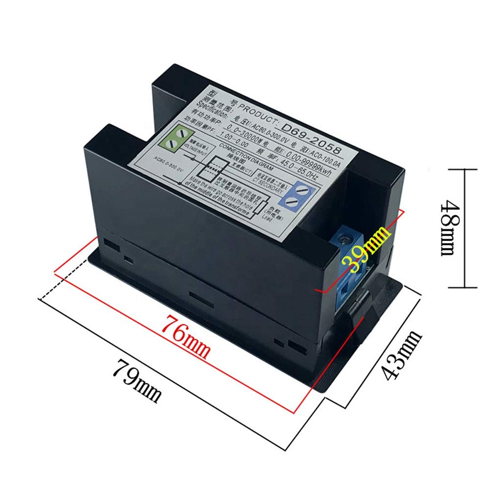 Quick Sense Energy Meter 6 in 1, 80V-300V AC 100A Power Meter with Multi-Colour Digital Display - Quick Sense Innovations