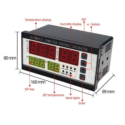 Quick Sense XM18 Fully Automatic Incubator, Temperature, Humidity controller, Model XM18 Double Circuit - Quick Sense Innovations