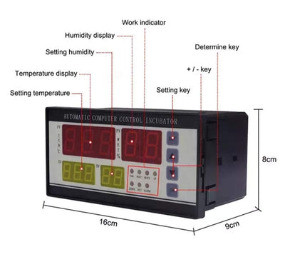 Quick Sense XM18 Fully Automatic Incubator, Temperature, Humidity controller, Model XM18 Double Circuit - Quick Sense Innovations